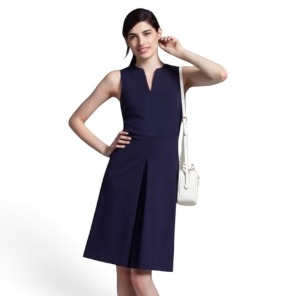M.M. LaFleur NWT Cherie Notched Neckline A-line Sleeveless Deep Navy Dress-sz 4